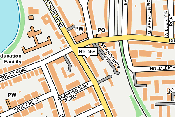 N16 5BA map - OS OpenMap – Local (Ordnance Survey)