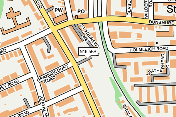N16 5BB map - OS OpenMap – Local (Ordnance Survey)