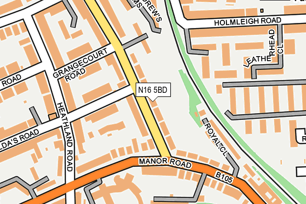 N16 5BD map - OS OpenMap – Local (Ordnance Survey)