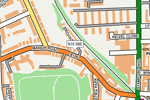 N16 5BE map - OS OpenMap – Local (Ordnance Survey)