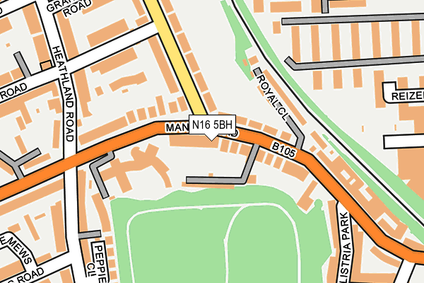 N16 5BH map - OS OpenMap – Local (Ordnance Survey)