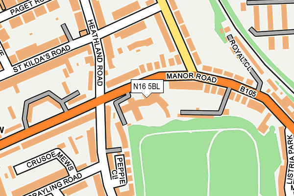 N16 5BL map - OS OpenMap – Local (Ordnance Survey)