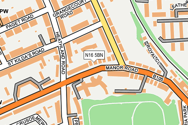 N16 5BN map - OS OpenMap – Local (Ordnance Survey)