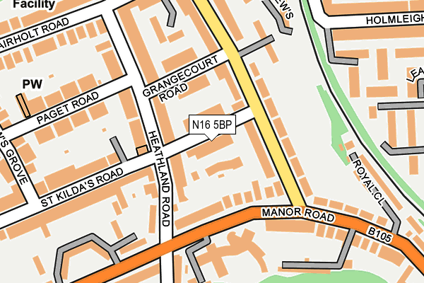 N16 5BP map - OS OpenMap – Local (Ordnance Survey)