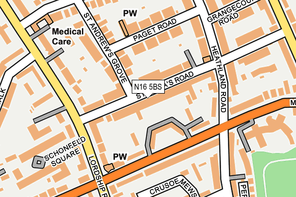 N16 5BS map - OS OpenMap – Local (Ordnance Survey)