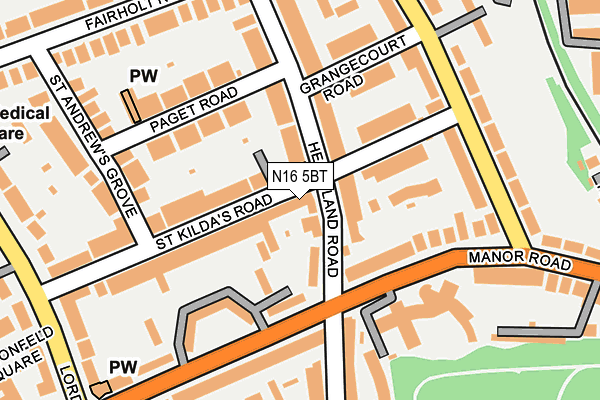 N16 5BT map - OS OpenMap – Local (Ordnance Survey)