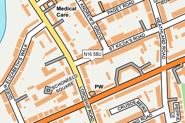 N16 5BU map - OS OpenMap – Local (Ordnance Survey)