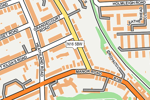 N16 5BW map - OS OpenMap – Local (Ordnance Survey)