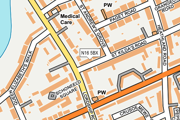 N16 5BX map - OS OpenMap – Local (Ordnance Survey)