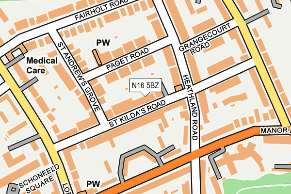 N16 5BZ map - OS OpenMap – Local (Ordnance Survey)