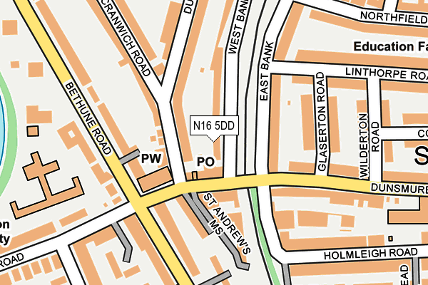 N16 5DD map - OS OpenMap – Local (Ordnance Survey)