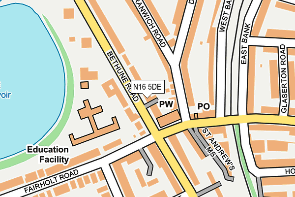 N16 5DE map - OS OpenMap – Local (Ordnance Survey)