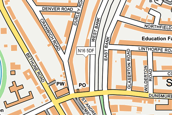 N16 5DF map - OS OpenMap – Local (Ordnance Survey)