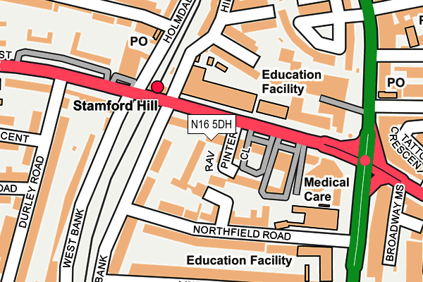 N16 5DH map - OS OpenMap – Local (Ordnance Survey)