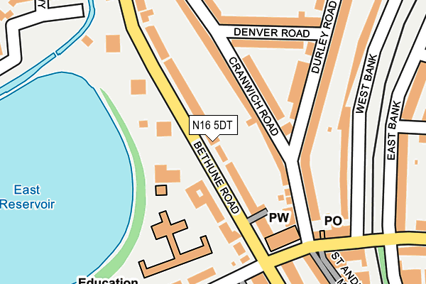 N16 5DT map - OS OpenMap – Local (Ordnance Survey)