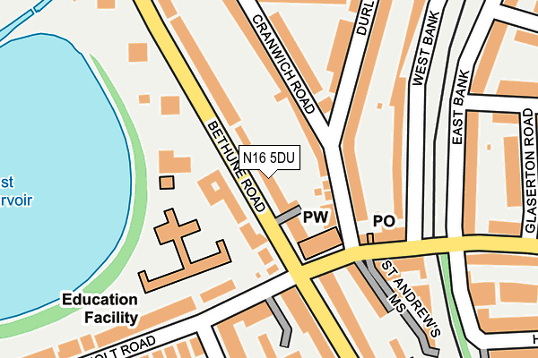 N16 5DU map - OS OpenMap – Local (Ordnance Survey)