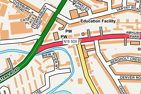 N16 5DX map - OS OpenMap – Local (Ordnance Survey)