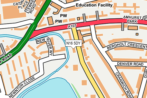 N16 5DY map - OS OpenMap – Local (Ordnance Survey)