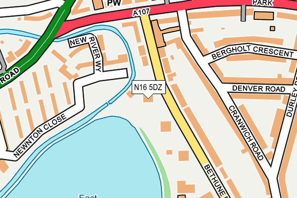 N16 5DZ map - OS OpenMap – Local (Ordnance Survey)