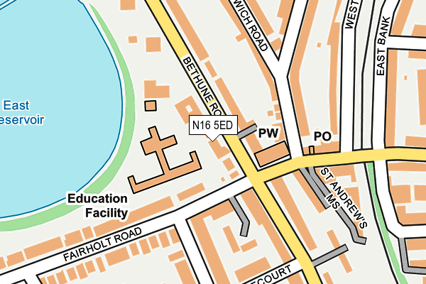 N16 5ED map - OS OpenMap – Local (Ordnance Survey)