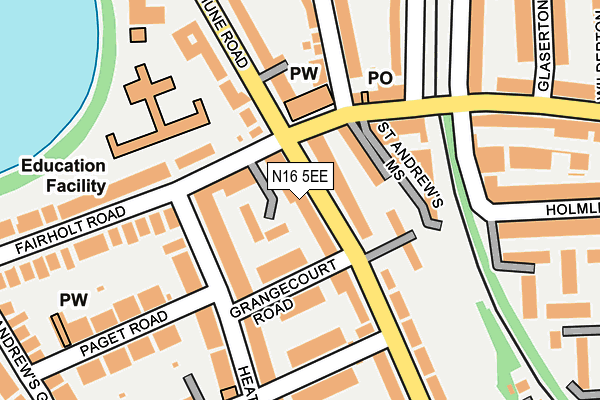 N16 5EE map - OS OpenMap – Local (Ordnance Survey)