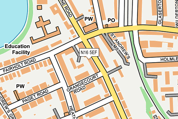 N16 5EF map - OS OpenMap – Local (Ordnance Survey)