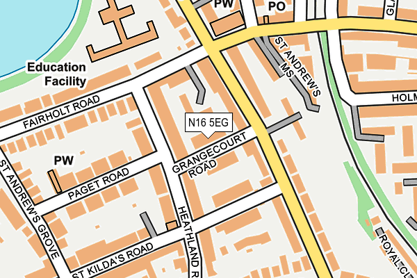 N16 5EG map - OS OpenMap – Local (Ordnance Survey)
