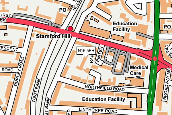 N16 5EH map - OS OpenMap – Local (Ordnance Survey)