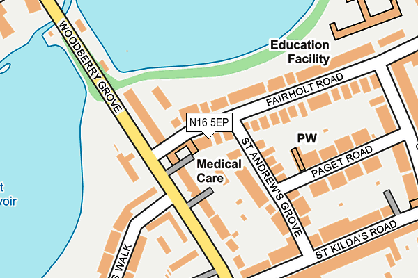 N16 5EP map - OS OpenMap – Local (Ordnance Survey)