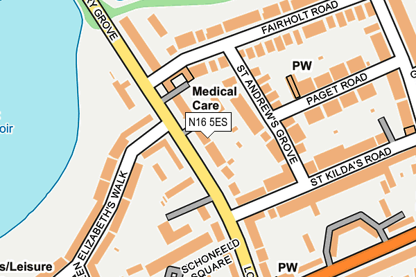 N16 5ES map - OS OpenMap – Local (Ordnance Survey)