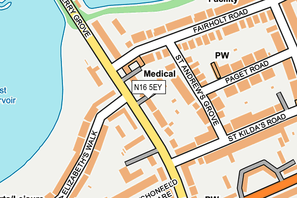 N16 5EY map - OS OpenMap – Local (Ordnance Survey)