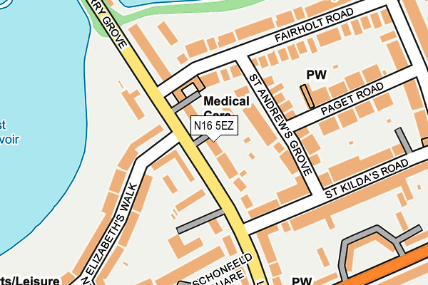 N16 5EZ map - OS OpenMap – Local (Ordnance Survey)