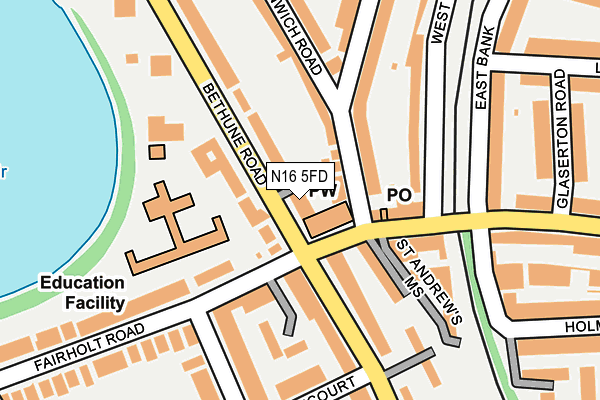 N16 5FD map - OS OpenMap – Local (Ordnance Survey)