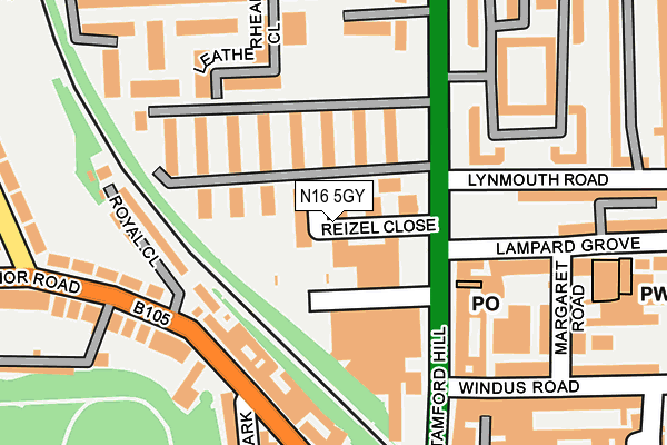 N16 5GY map - OS OpenMap – Local (Ordnance Survey)