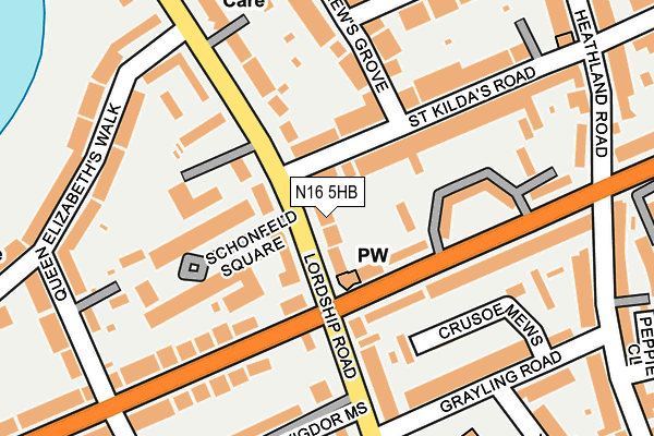 N16 5HB map - OS OpenMap – Local (Ordnance Survey)