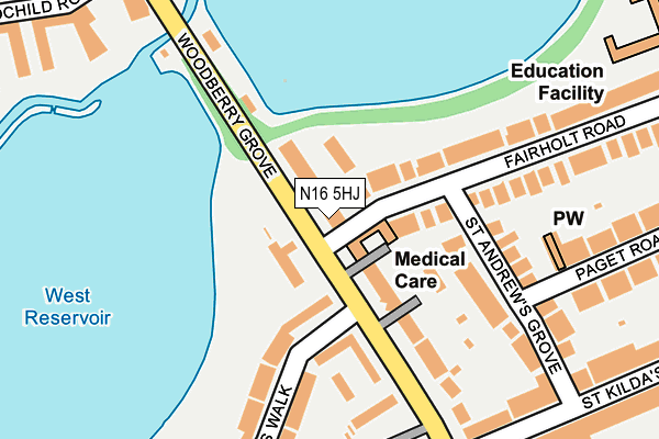 N16 5HJ map - OS OpenMap – Local (Ordnance Survey)