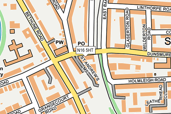 N16 5HT map - OS OpenMap – Local (Ordnance Survey)