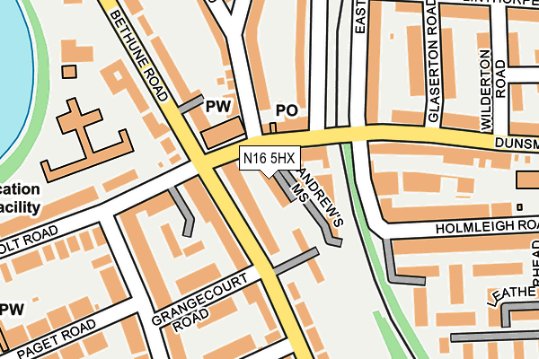 N16 5HX map - OS OpenMap – Local (Ordnance Survey)