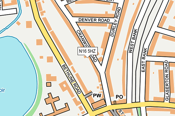 N16 5HZ map - OS OpenMap – Local (Ordnance Survey)