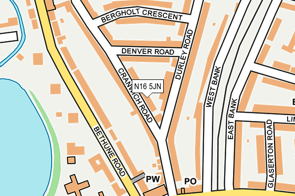 N16 5JN map - OS OpenMap – Local (Ordnance Survey)