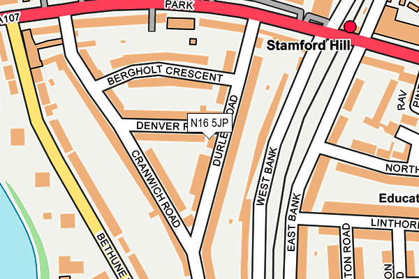 N16 5JP map - OS OpenMap – Local (Ordnance Survey)