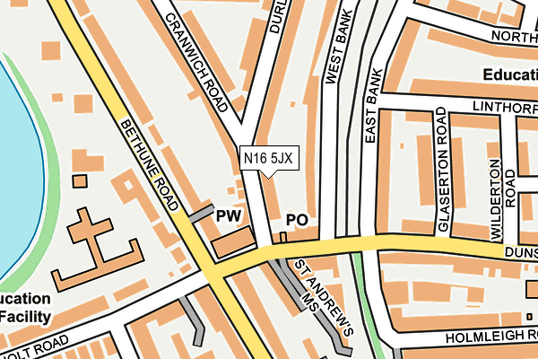 N16 5JX map - OS OpenMap – Local (Ordnance Survey)