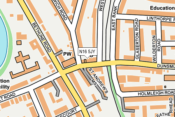 N16 5JY map - OS OpenMap – Local (Ordnance Survey)