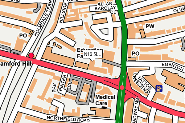 N16 5LL map - OS OpenMap – Local (Ordnance Survey)