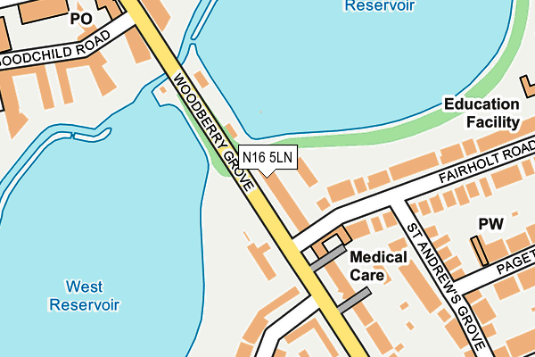 N16 5LN map - OS OpenMap – Local (Ordnance Survey)
