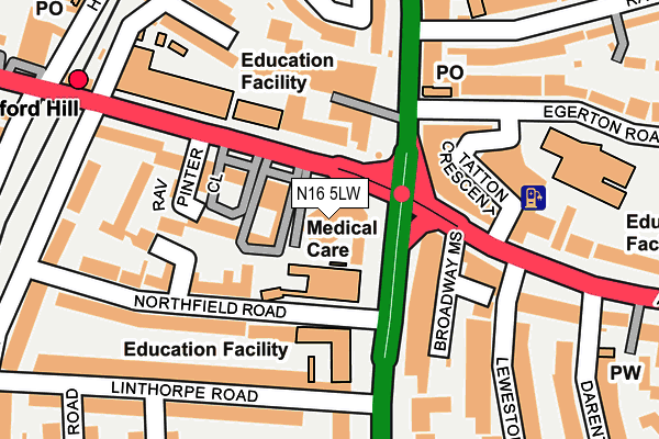 N16 5LW map - OS OpenMap – Local (Ordnance Survey)