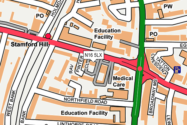 N16 5LX map - OS OpenMap – Local (Ordnance Survey)