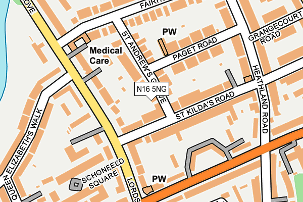 N16 5NG map - OS OpenMap – Local (Ordnance Survey)