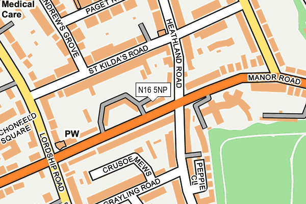 N16 5NP map - OS OpenMap – Local (Ordnance Survey)