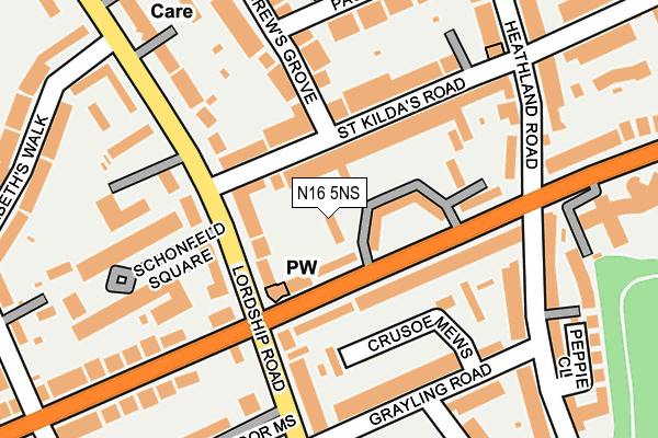 N16 5NS map - OS OpenMap – Local (Ordnance Survey)